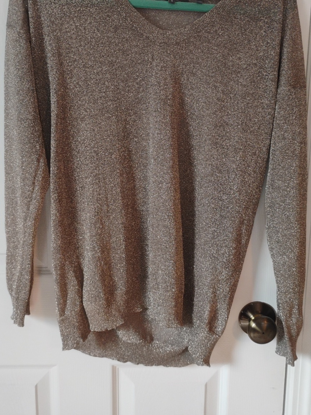 Vince Bronze Metallic Sheer Lightweight Pullover Top Size Medium - Picture 2 of 9